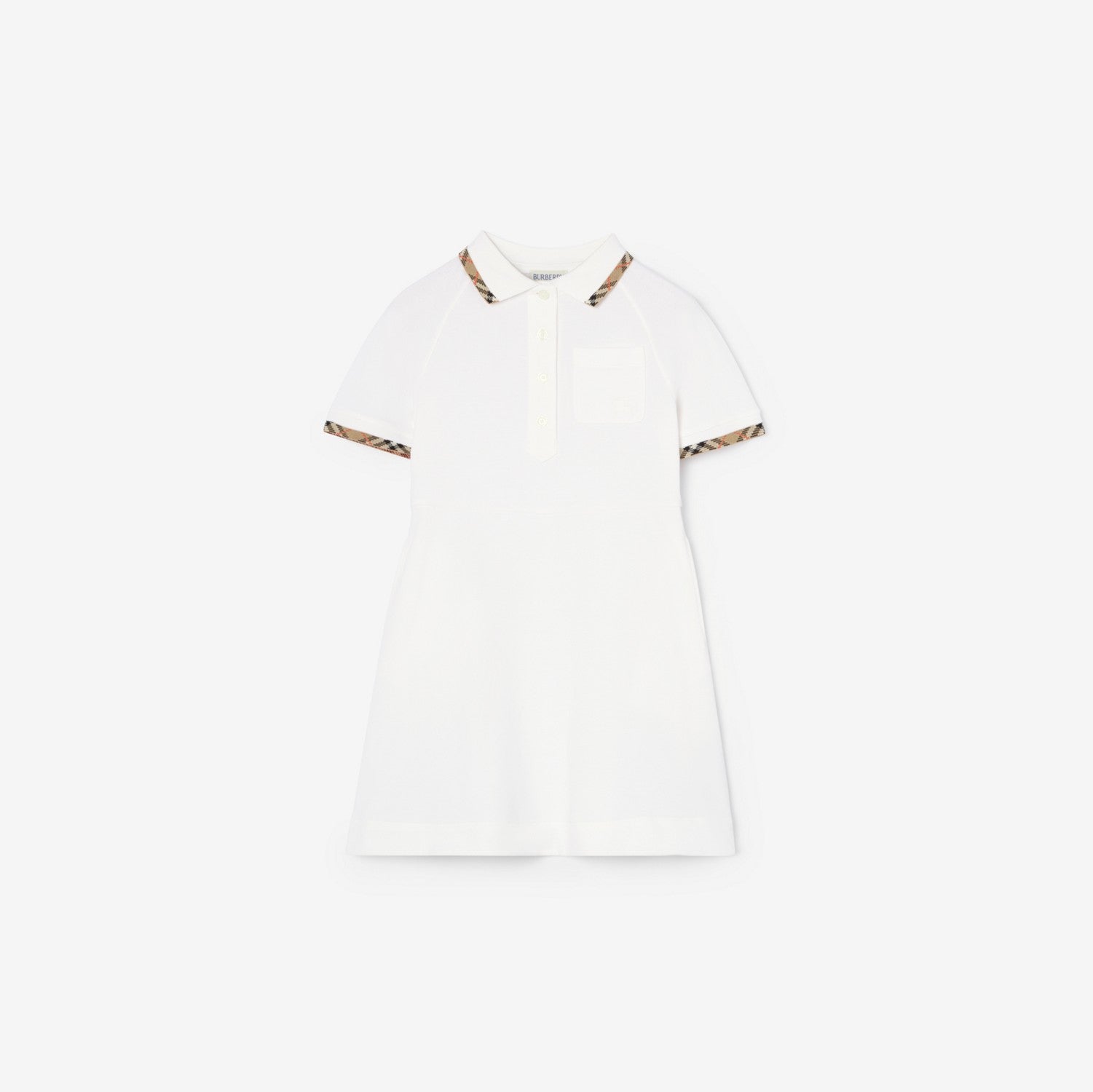 Check Trim Cotton Polo Shirt Dress