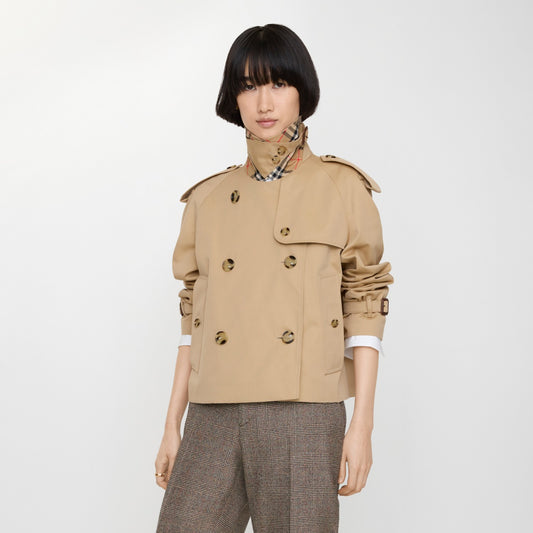 Cropped Gabardine Mayfair Trench Jacket