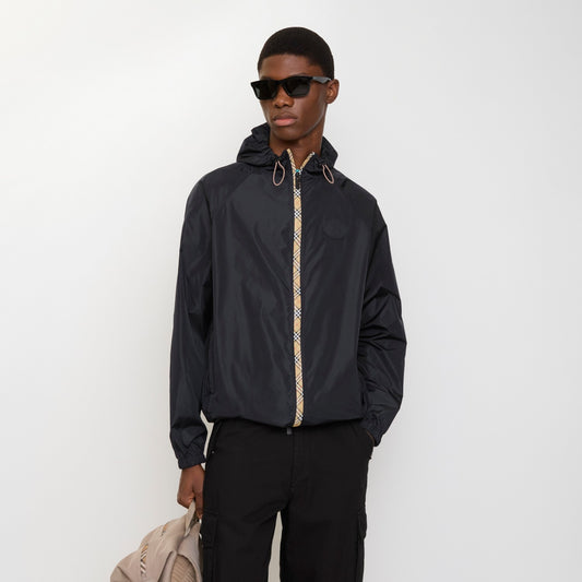 Checker-tape Nylon Hooded Jacket