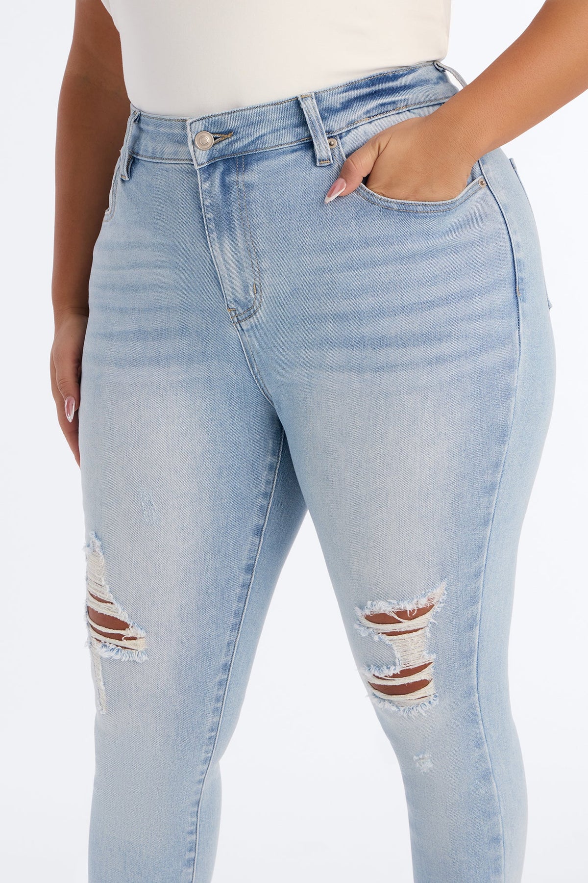 Tall Kalisha Stretch Ripped Skinny Jeans - Light Wash