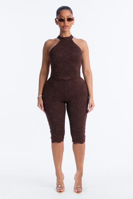 Sweet Lace Capri Set - Chocolate