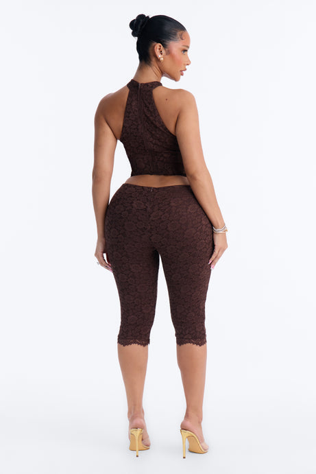 Sweet Lace Capri Set - Chocolate
