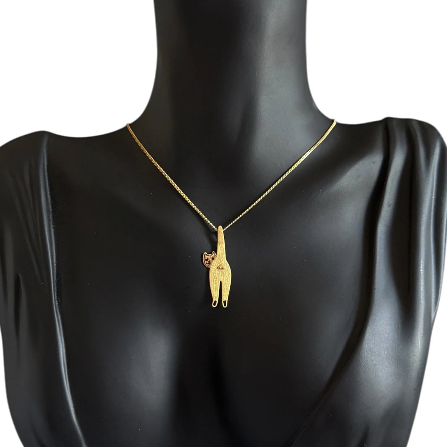 925 Sterling Silver Funny Cat Pendant  18K Gold Plated Cat Lover Gift - Interactive Group