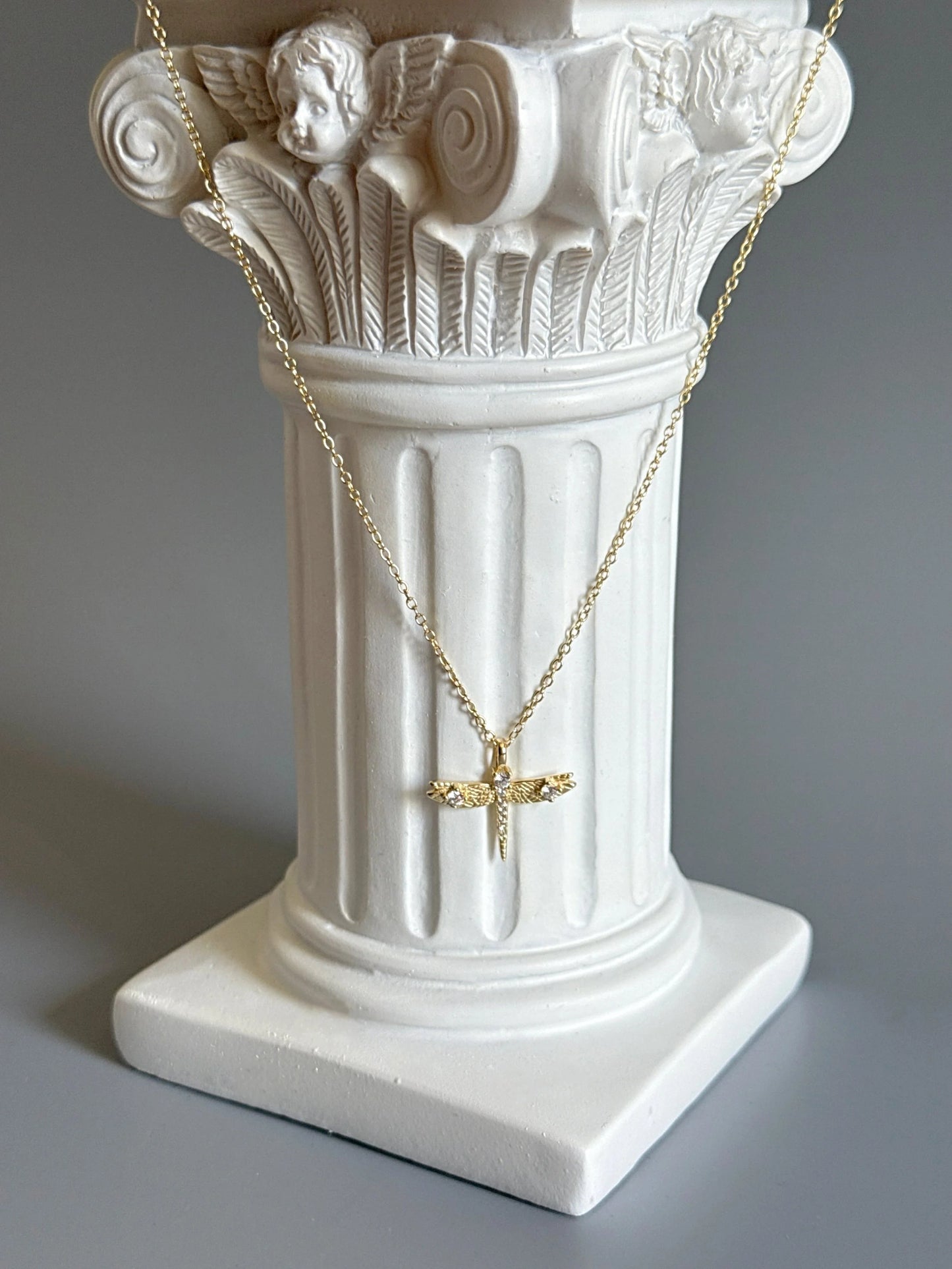 18K Gold Plated 925 Sterling Silver Elegant Dragonfly Necklace - Interactive Group