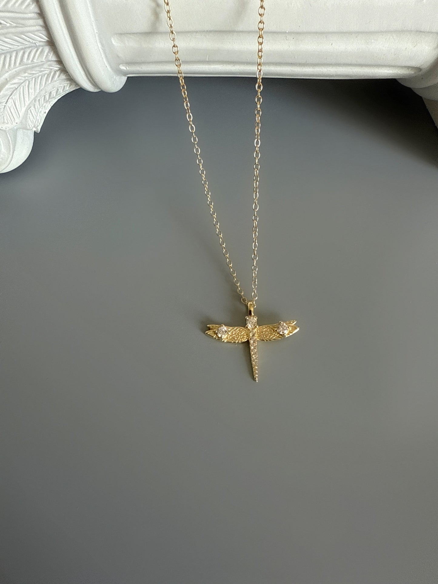 18K Gold Plated 925 Sterling Silver Elegant Dragonfly Necklace - Interactive Group