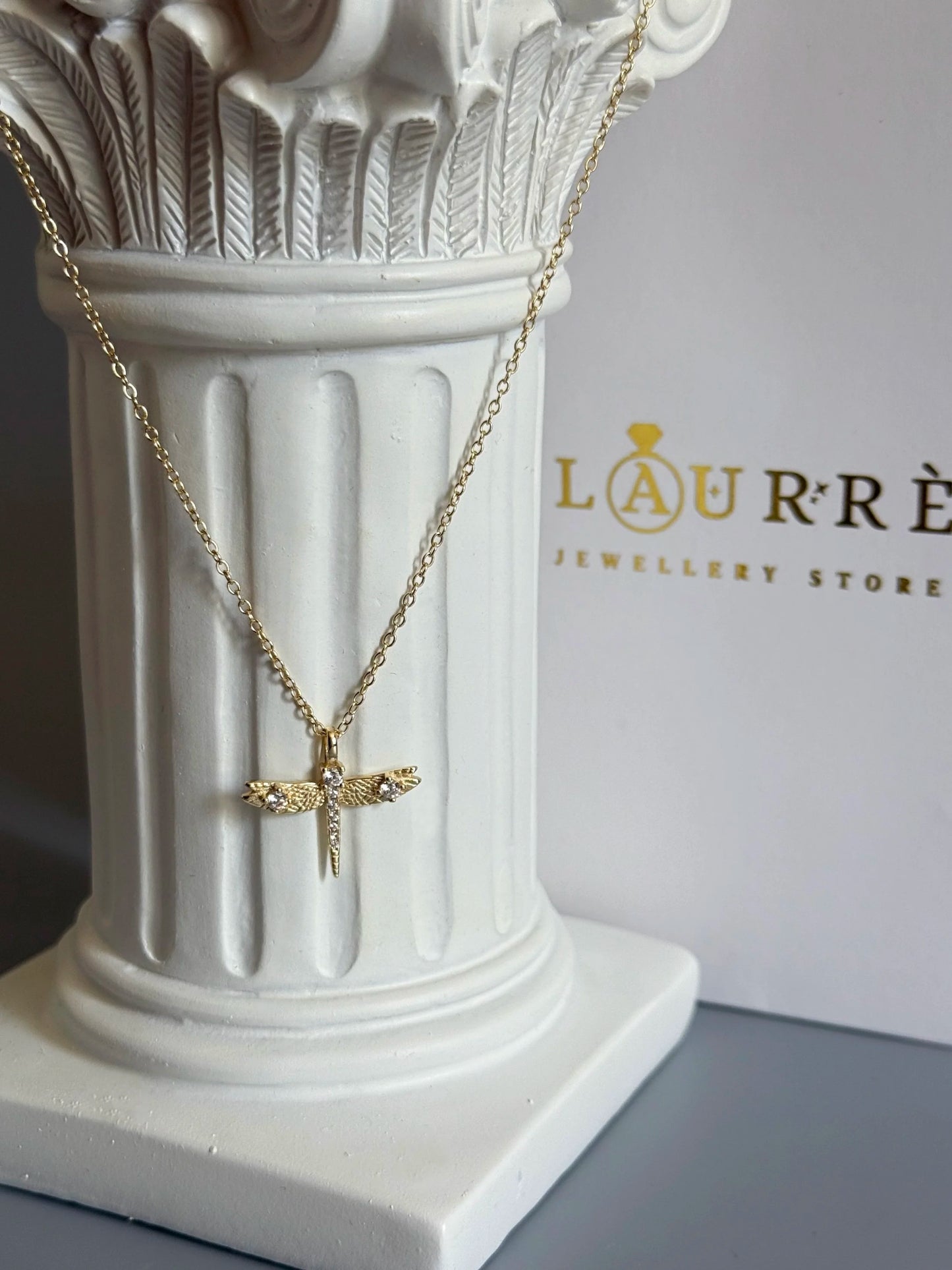 18K Gold Plated 925 Sterling Silver Elegant Dragonfly Necklace - Interactive Group