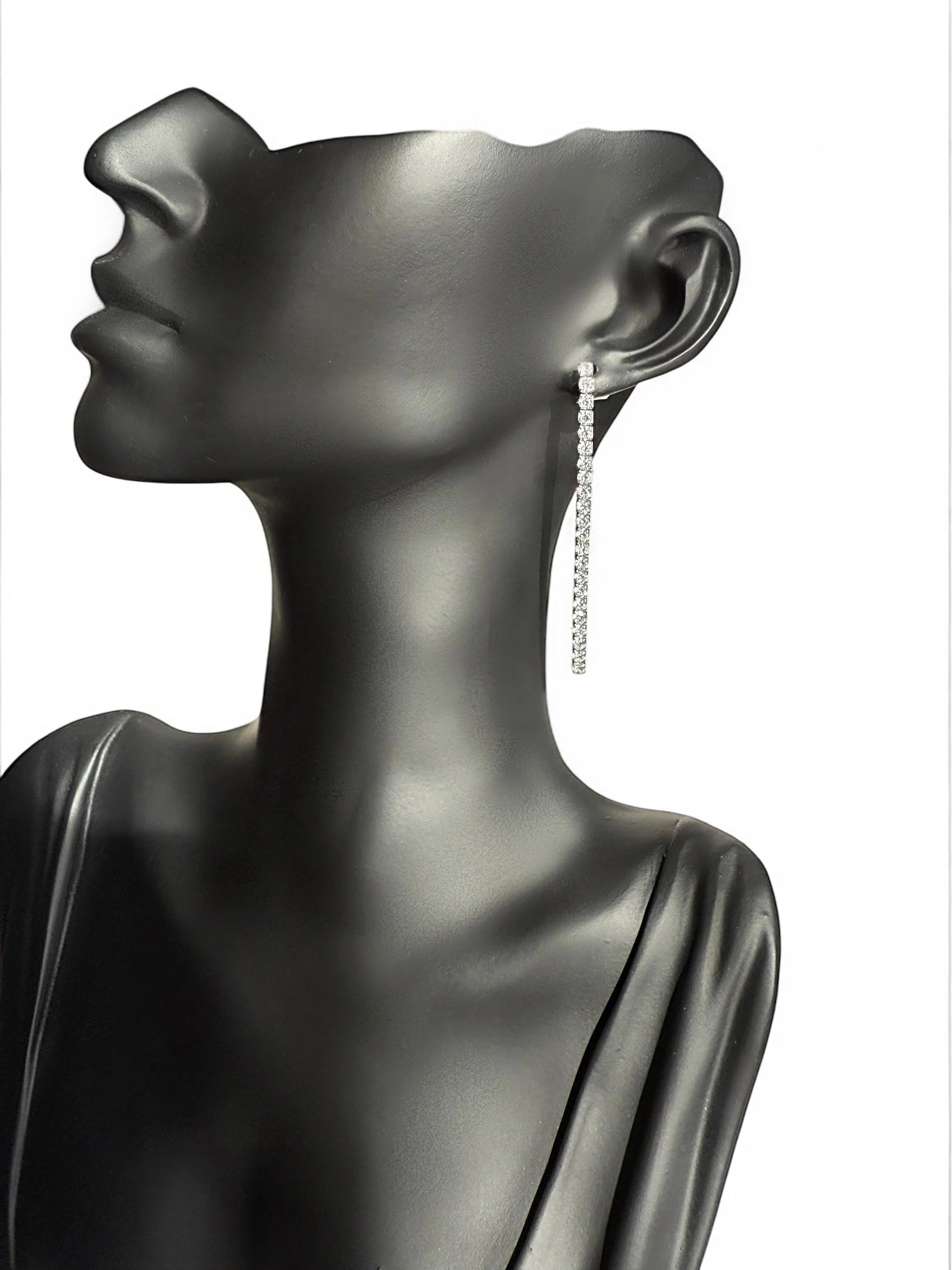 925 Sterling Silver Long Tennis Row Zircon Stud Earrings - Interactive Group