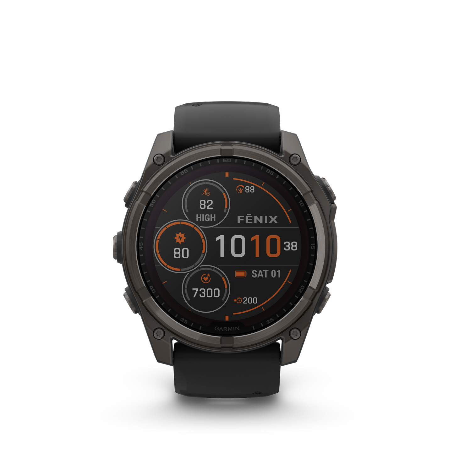 Garmin Fēnix 8 (51 mm, Solar Sapphire, Carbon‑Gray DLC Titanium Bezel, Black‑Pebble‑Grey Silicone Band)
