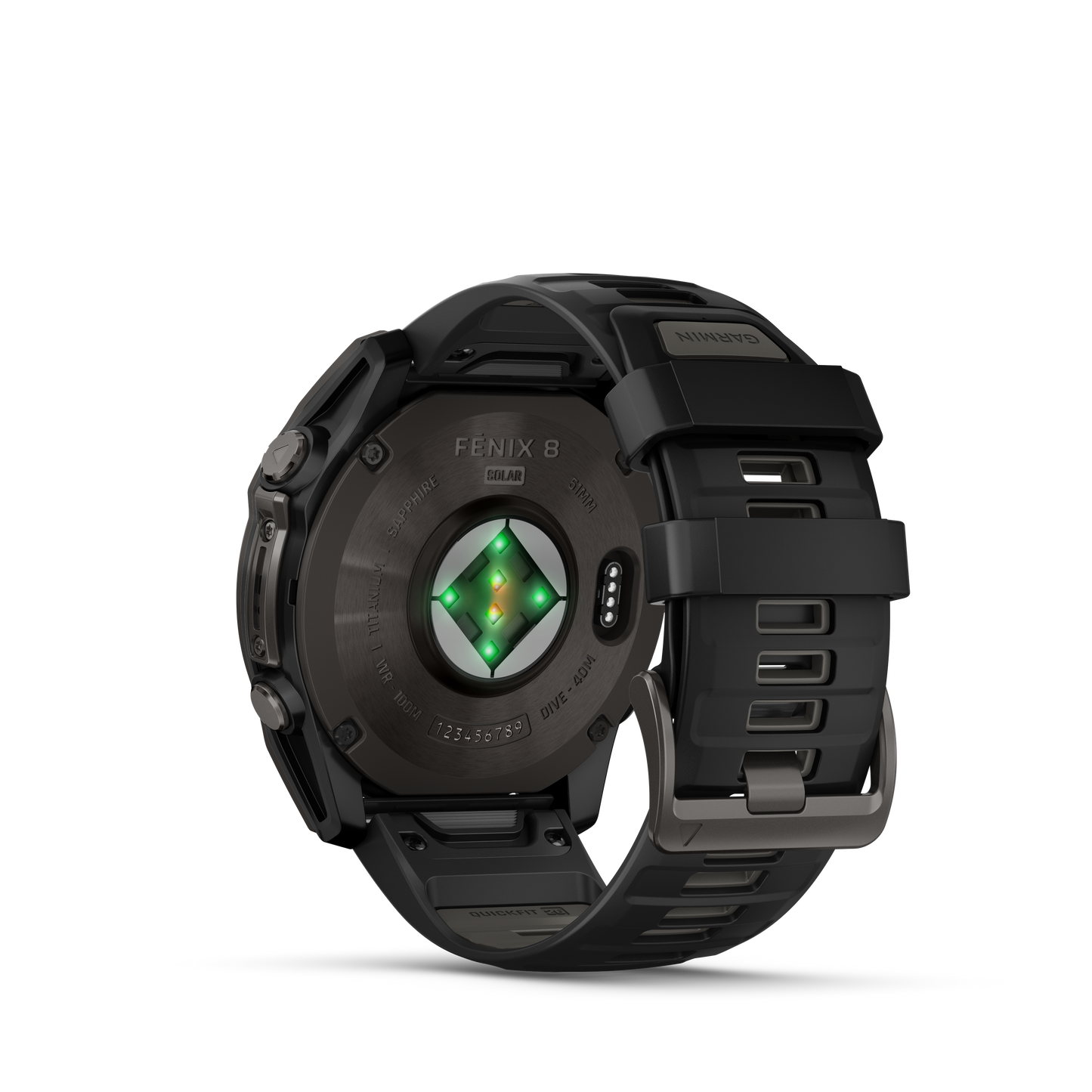 Garmin Fēnix 8 (51 mm, Solar Sapphire, Carbon‑Gray DLC Titanium Bezel, Black‑Pebble‑Grey Silicone Band)