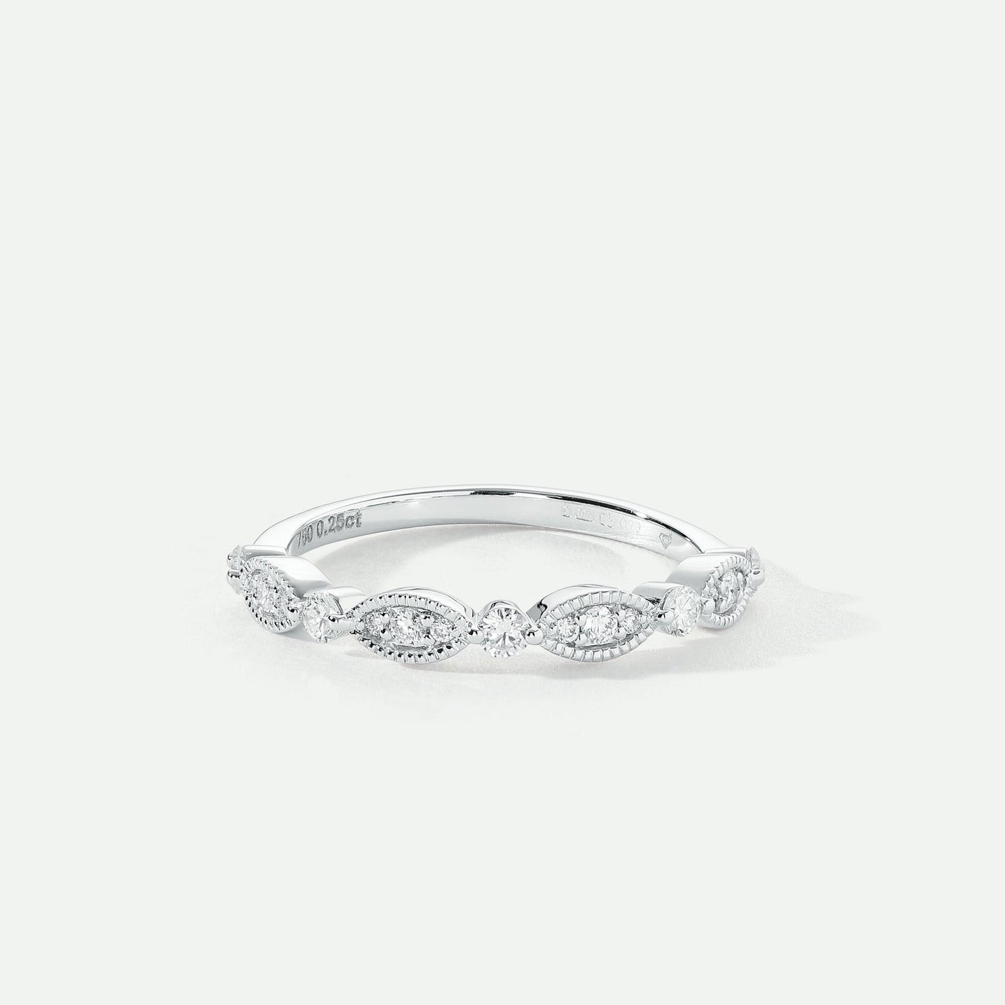 Florence | 18ct White Gold 0.25ct tw Lab Grown Diamond Milgrain Vintage Band Ring - Interactive Group