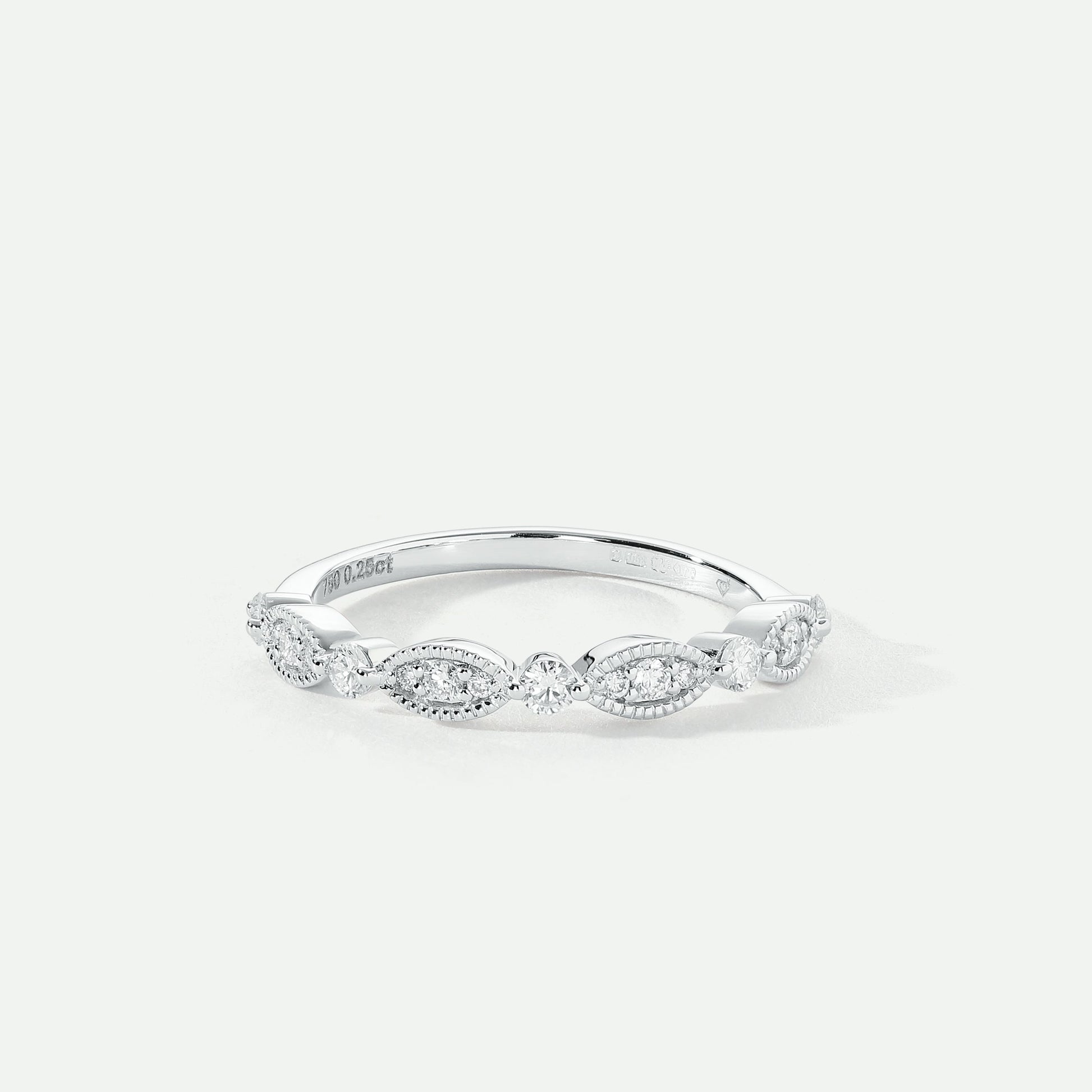 Florence | 18ct White Gold 0.25ct tw Lab Grown Diamond Milgrain Vintage Band Ring - Interactive Group