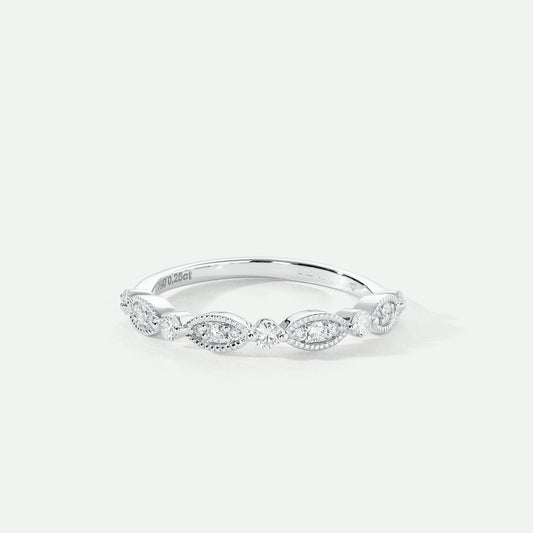 Florence | 18ct White Gold 0.25ct tw Lab Grown Diamond Milgrain Vintage Band Ring - Interactive Group