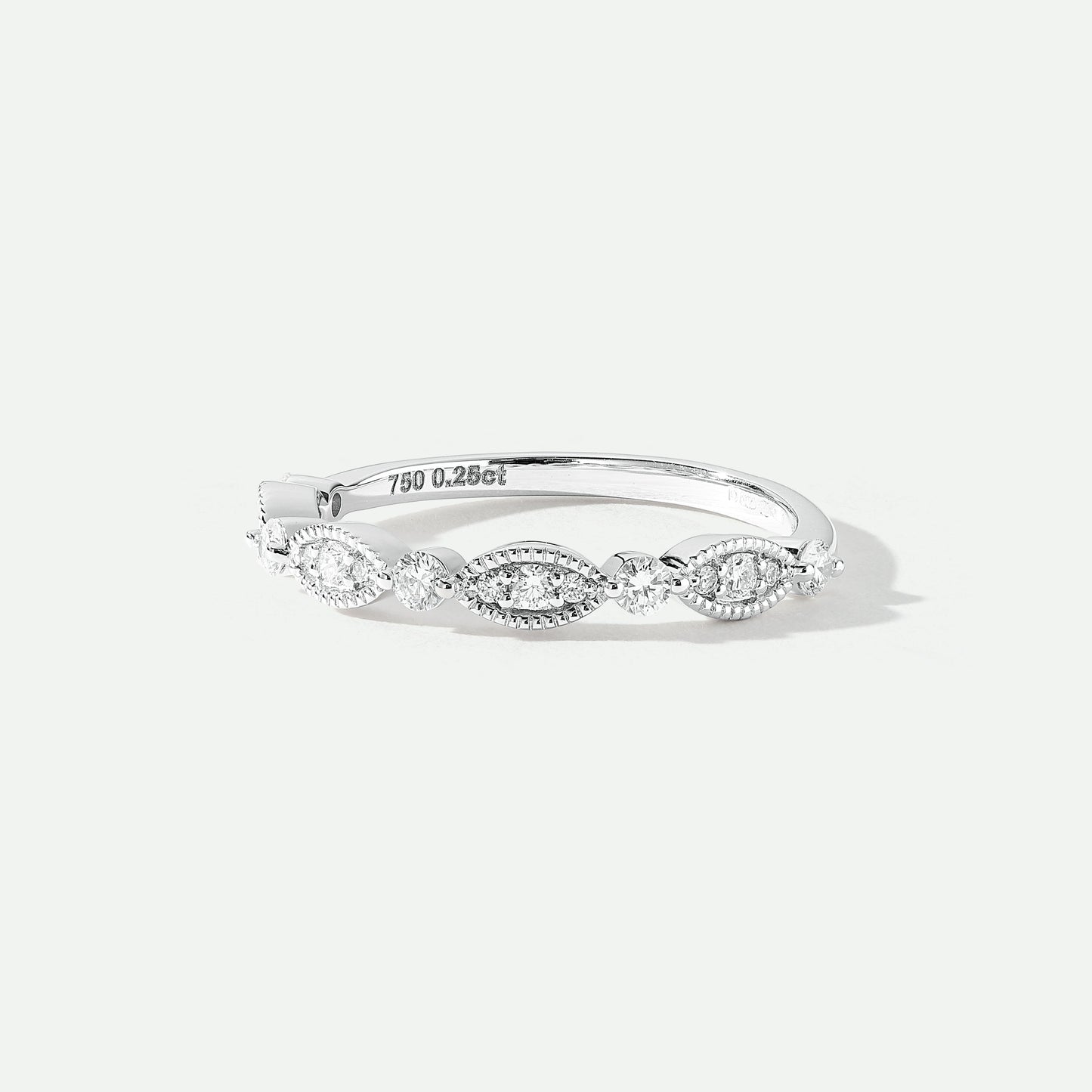 Florence | 18ct White Gold 0.25ct tw Lab Grown Diamond Milgrain Vintage Band Ring - Interactive Group