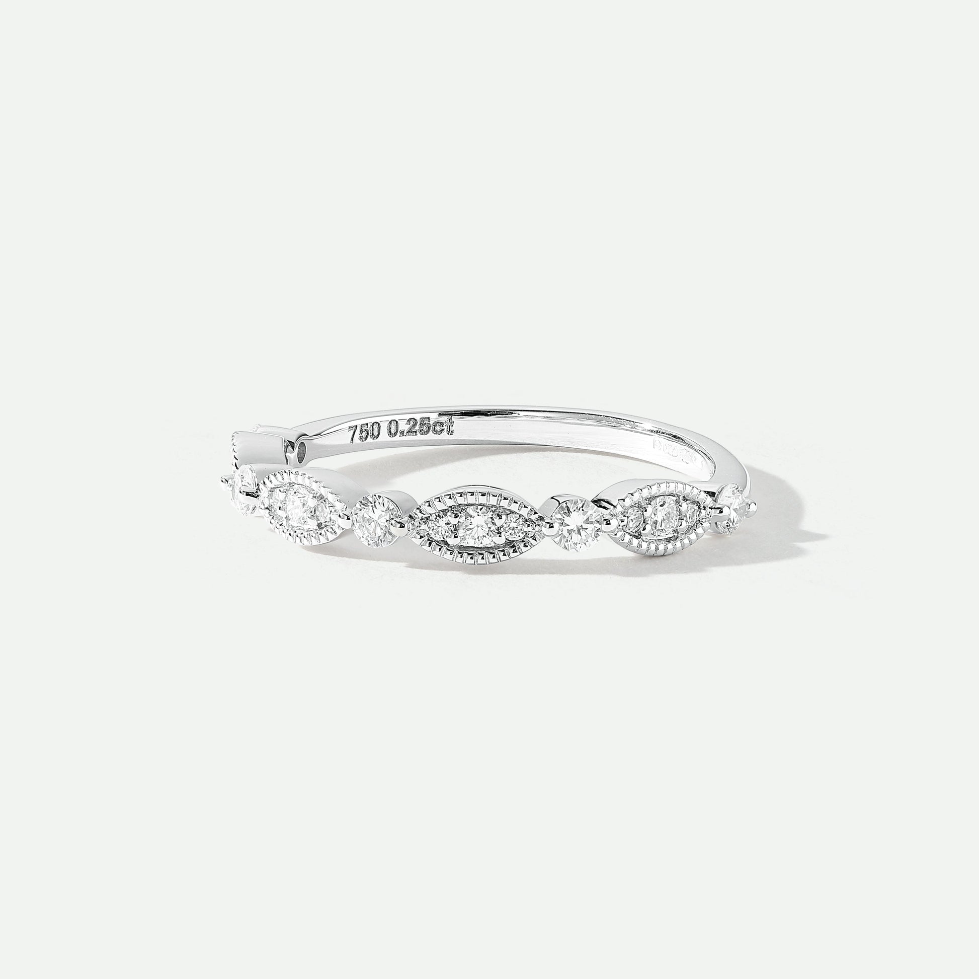 Florence | 18ct White Gold 0.25ct tw Lab Grown Diamond Milgrain Vintage Band Ring - Interactive Group