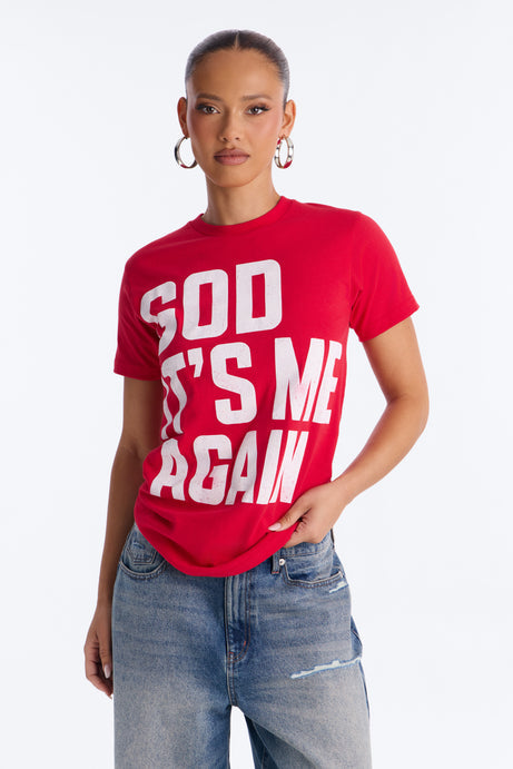 Dear God Its Me Oversized Tee - Red