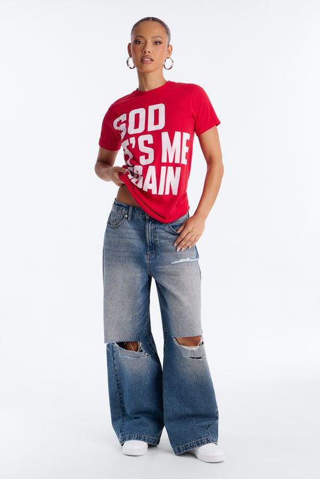 Dear God Its Me Oversized Tee - Red