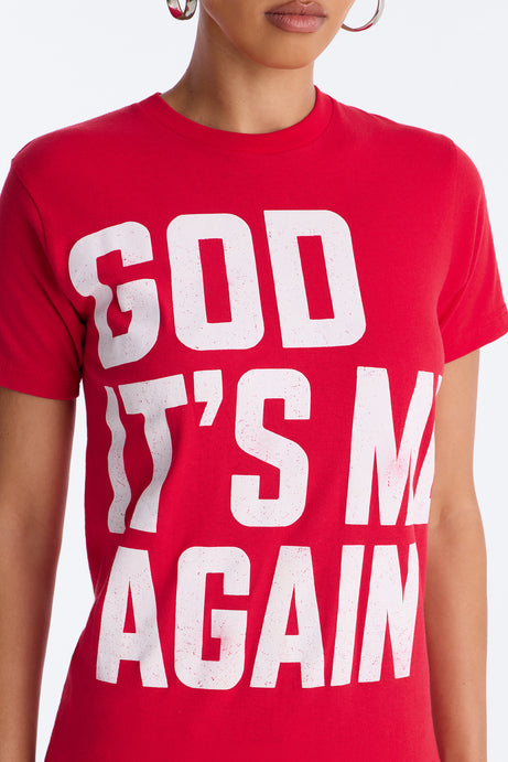 Dear God Its Me Oversized Tee - Red