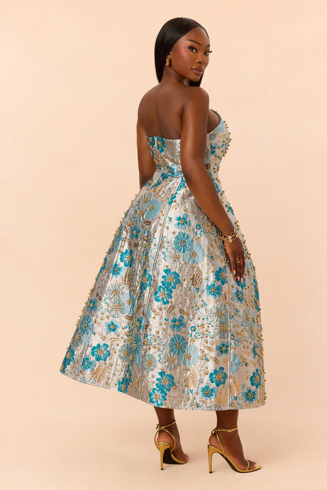Honey Kiss Jacquard Midi Dress