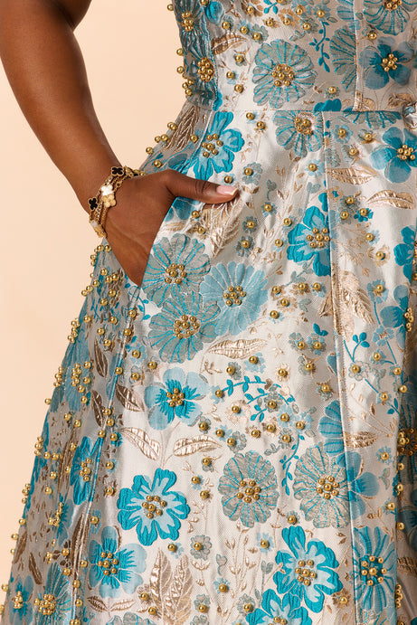 Honey Kiss Jacquard Midi Dress