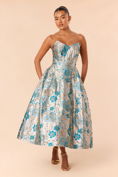 Honey Kiss Jacquard Midi Dress