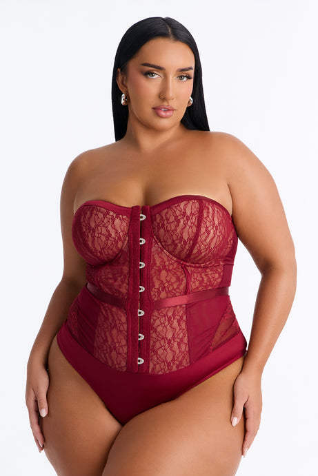 Jackie Lace Strapless Corset Bodysuit