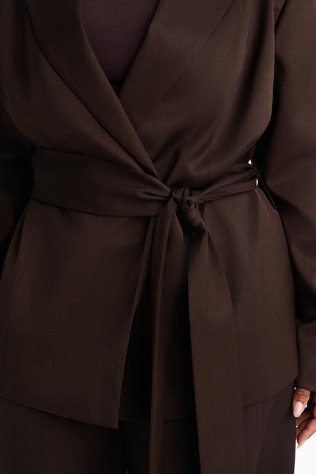 Jet Days Tie Waist Belted Blazer