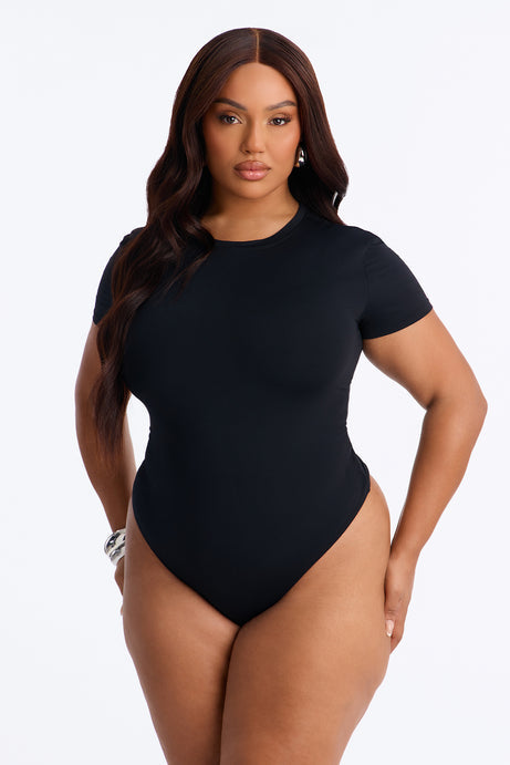 Second Skin Double Lined Crew Neck Short Sleeve Bodysuit