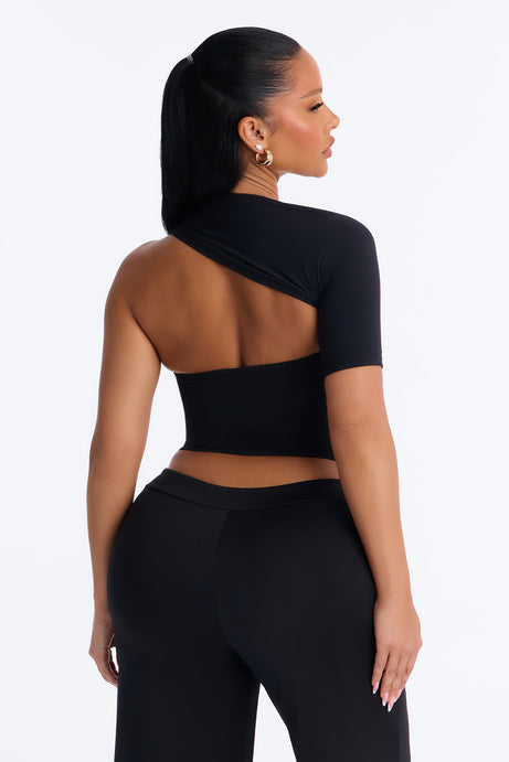 Second Skin Double Lined One Shoulder Short Sleeve Top