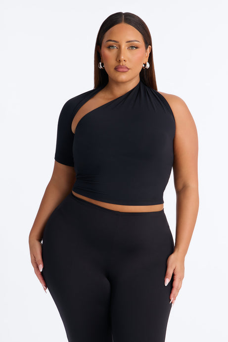 Second Skin Double Lined One Shoulder Short Sleeve Top