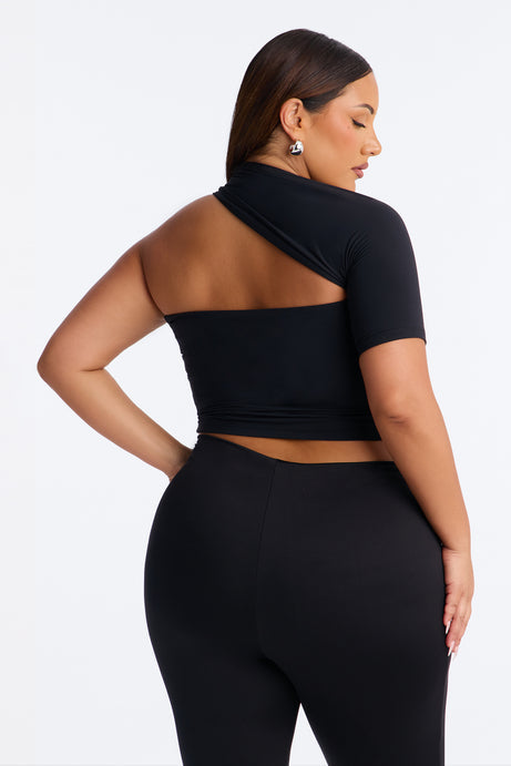 Second Skin Double Lined One Shoulder Short Sleeve Top