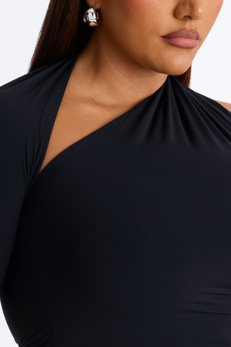 Second Skin Double Lined One Shoulder Short Sleeve Top