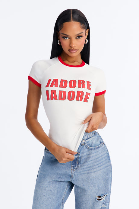 Jadore Encore Ringer Baby Tee - White