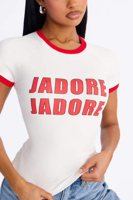 Jadore Encore Ringer Baby Tee - White
