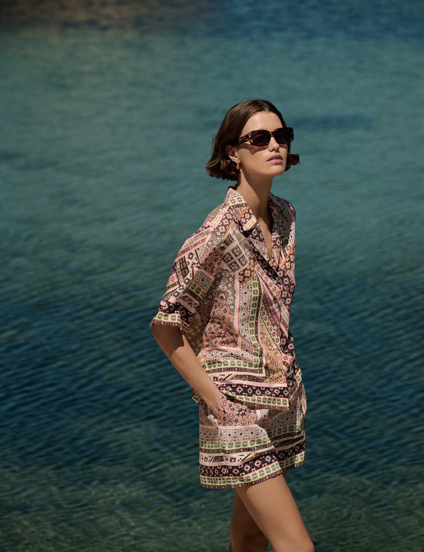 Geometric Printed Button Through Shirt