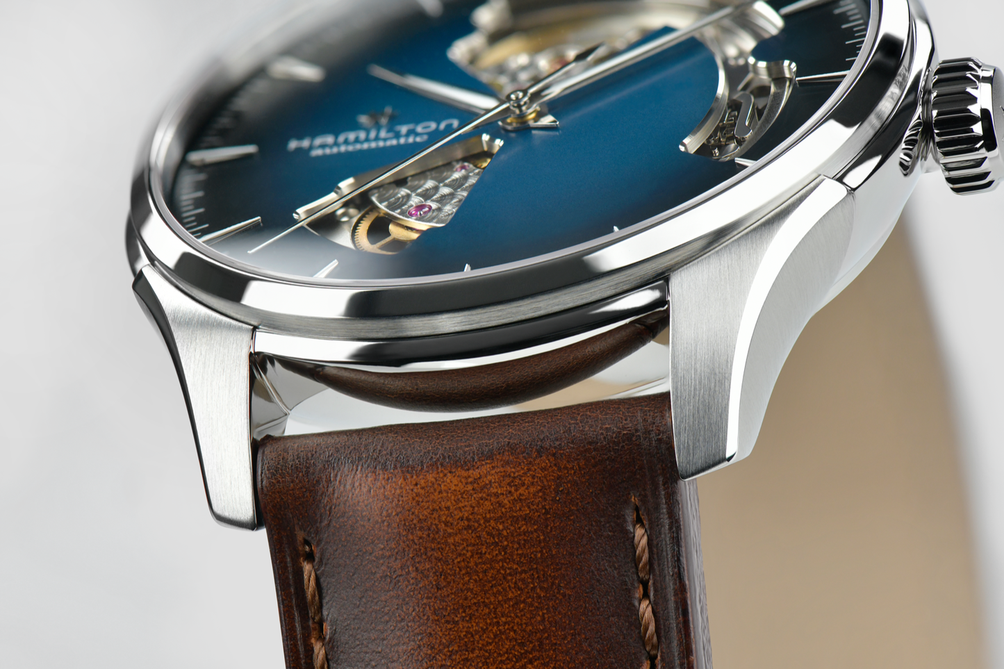 Hamilton Jazzmaster Open Heart Watch Automatic 40mm Blue Dial / Leather Strap