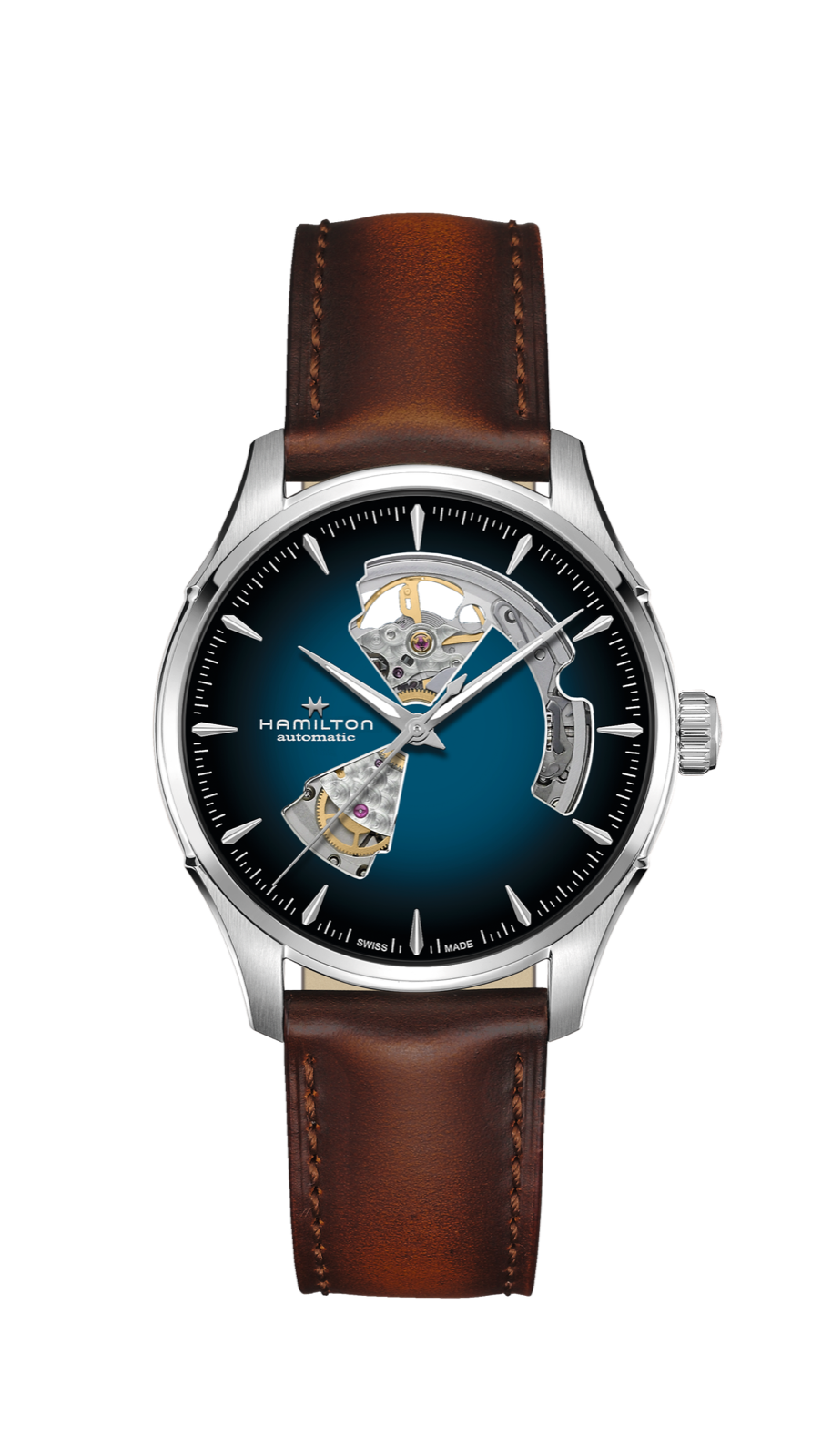 Hamilton Jazzmaster Open Heart Watch Automatic 40mm Blue Dial / Leather Strap