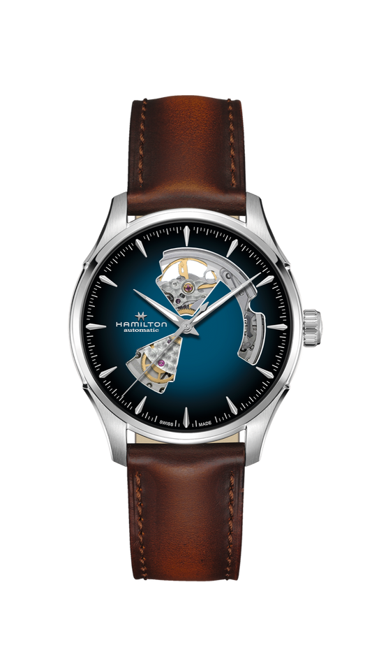 Hamilton Jazzmaster Open Heart Watch Automatic 40mm Blue Dial / Leather Strap