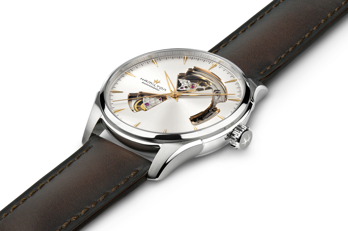 Hamilton Jazzmaster Open Heart Watch Automatic 40mm Silver Dial / Leather Strap