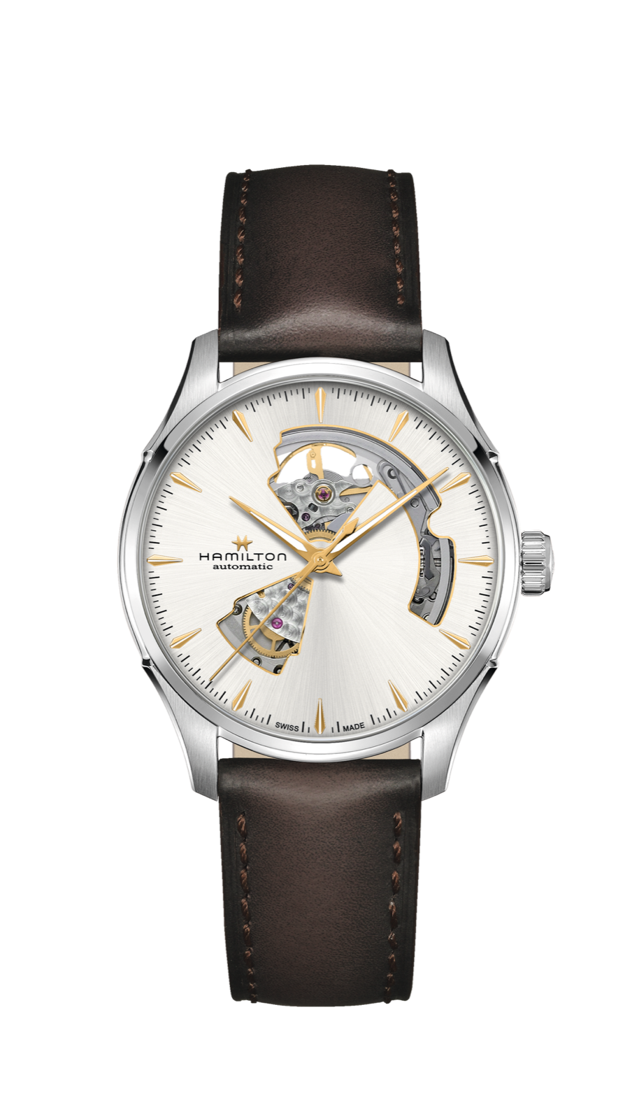 Hamilton Jazzmaster Open Heart Watch Automatic 40mm Silver Dial / Leather Strap