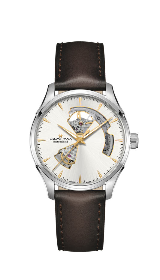 Hamilton Jazzmaster Open Heart Watch Automatic 40mm Silver Dial / Leather Strap