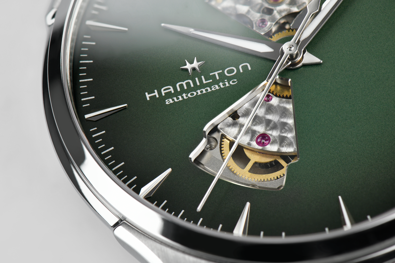 Hamilton Jazzmaster Open Heart Watch Automatic 40mm Green Dial / Leather Strap