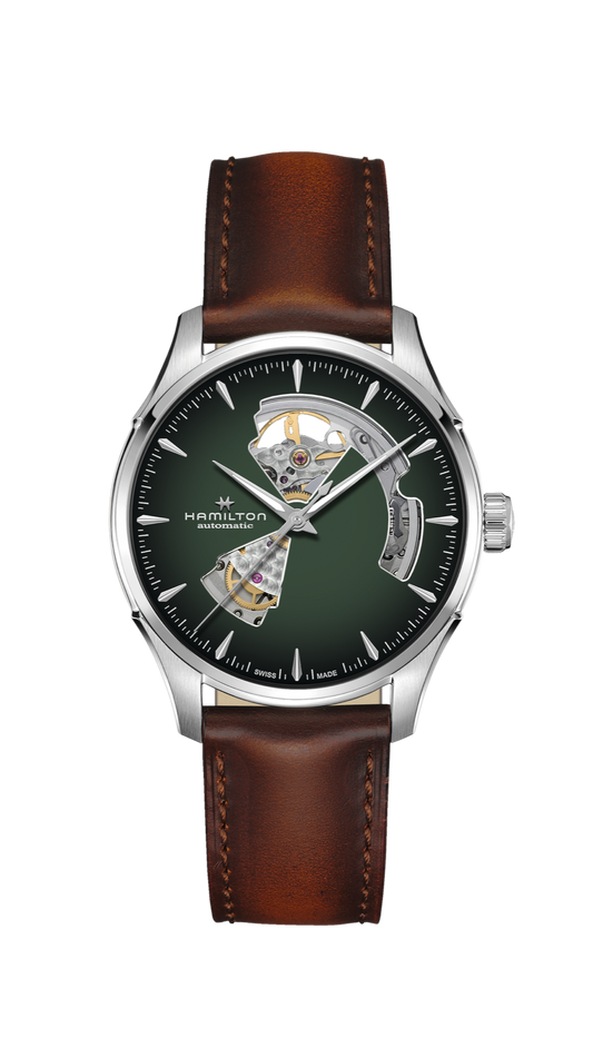 Hamilton Jazzmaster Open Heart Watch Automatic 40mm Green Dial / Leather Strap
