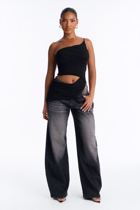 Sierra Ruched One Shoulder Drape Top