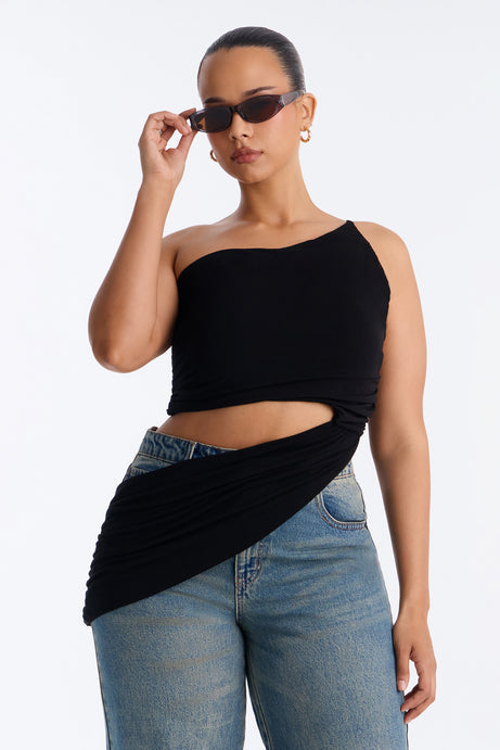 Sierra Ruched One Shoulder Drape Top