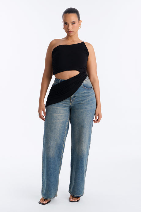 Sierra Ruched One Shoulder Drape Top