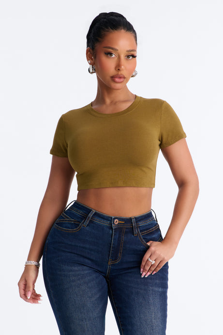 Janice Super Cropped Crew Neck Baby Tee