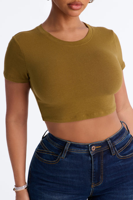 Janice Super Cropped Crew Neck Baby Tee