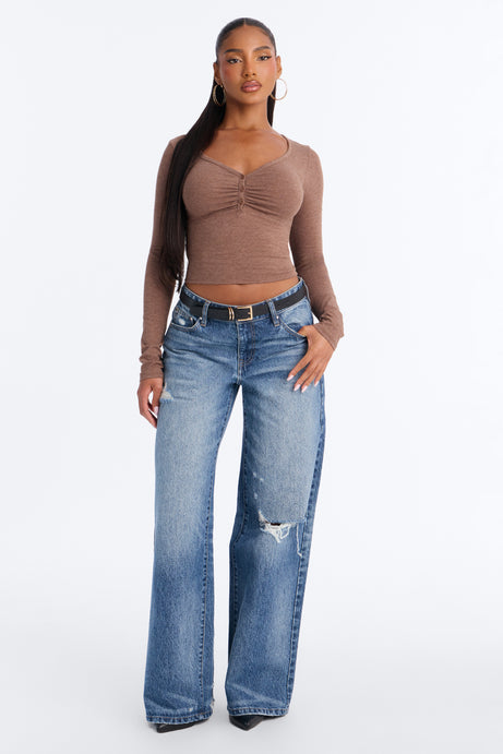Harper Ruched Bust Henley Top