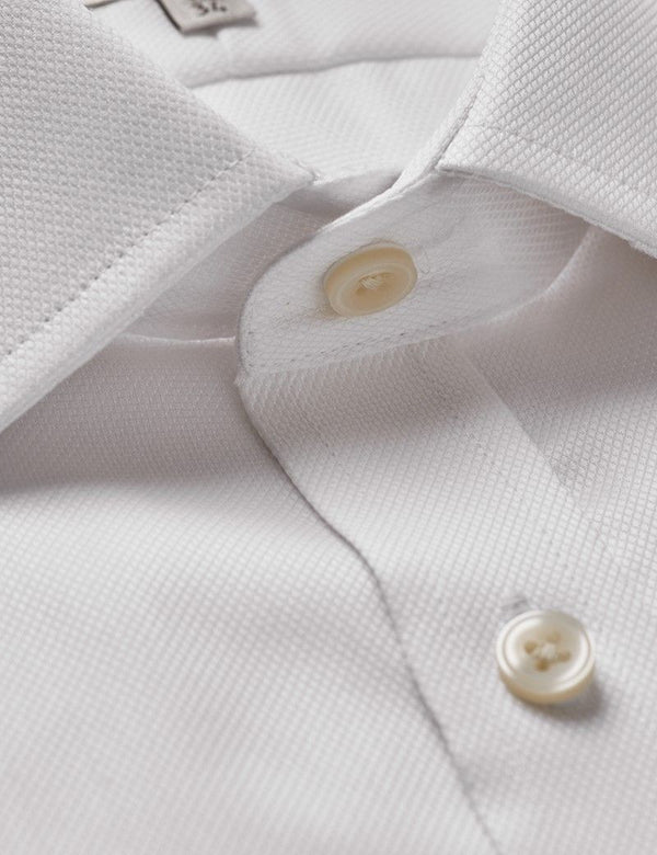 Fitted Slim White Pique Non-Iron Shirt
