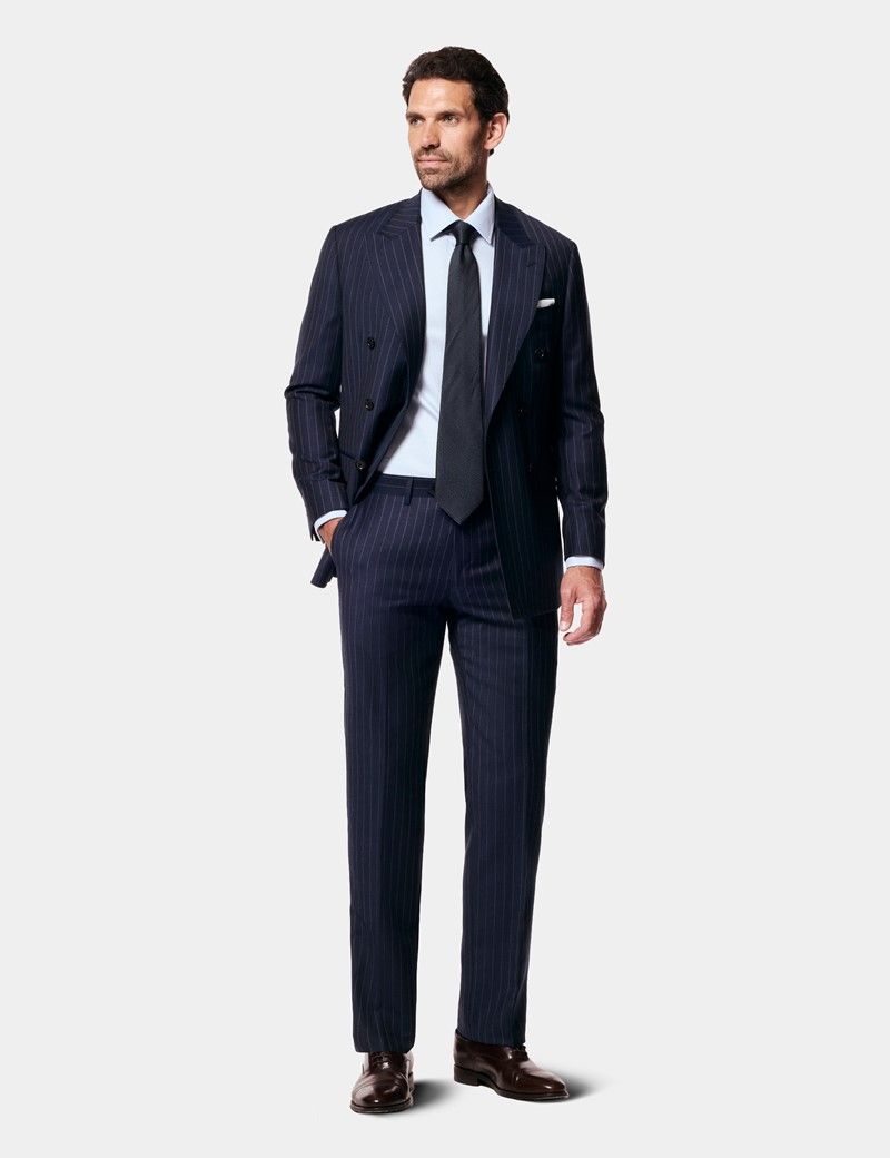 Fitted Slim Blue & White Textured Weave Non-Iron Shirt